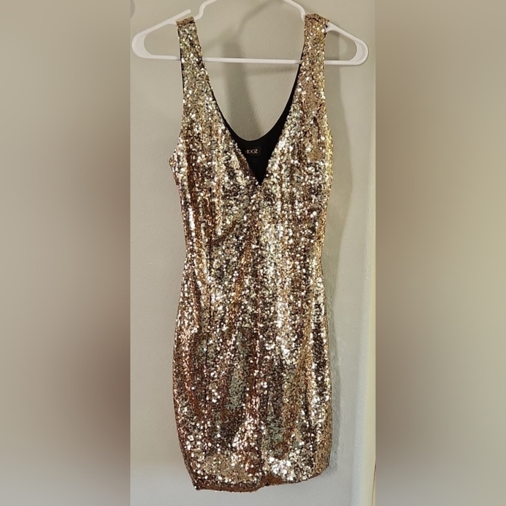 New gold sequin cocktail dress